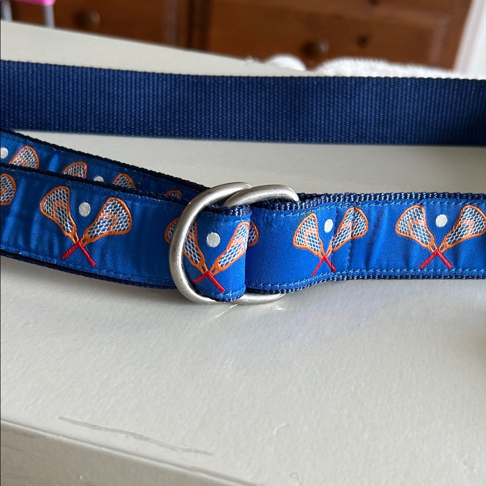Douglas Paquette Women's Blue Lacrosse Pattern Belt
